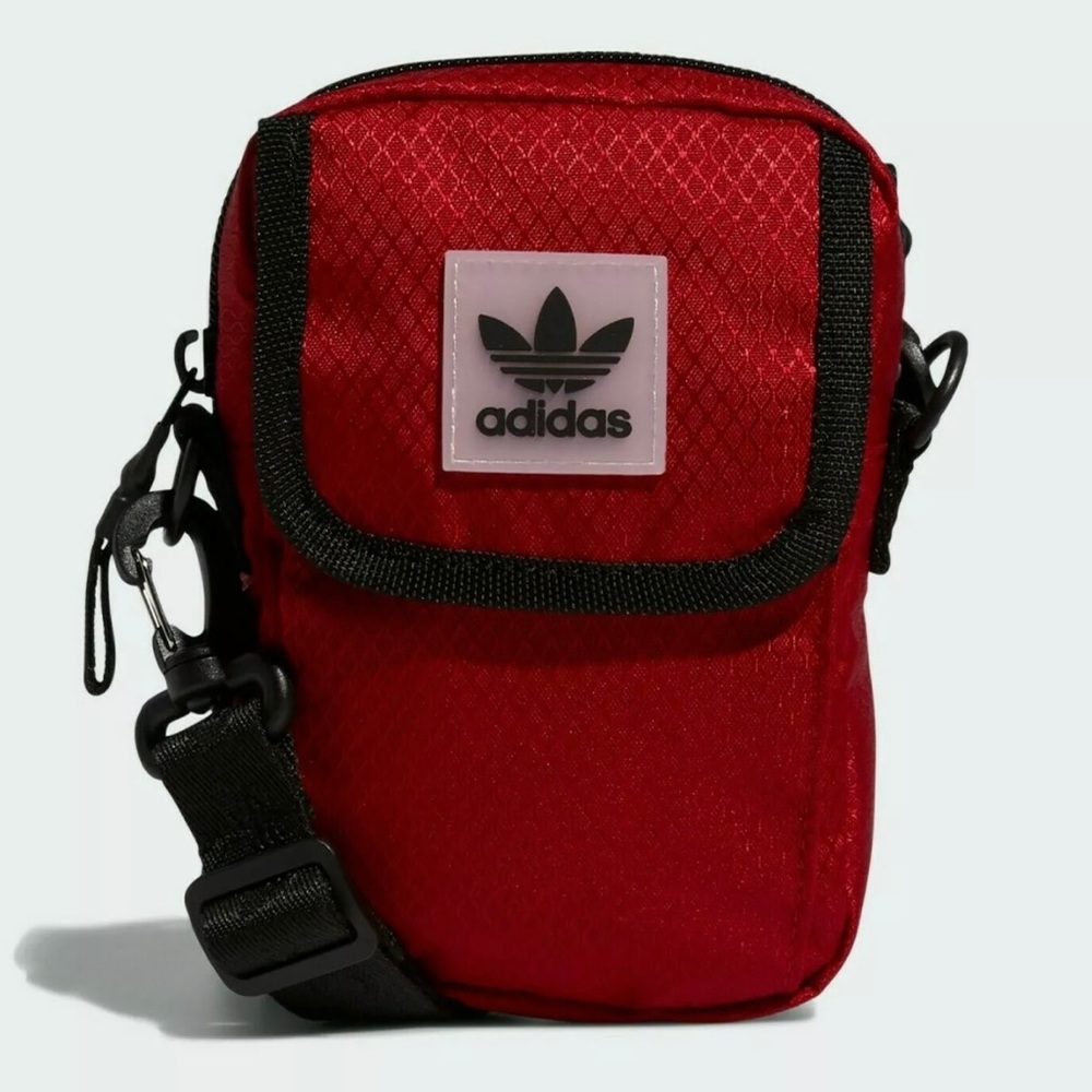 New Adidas Unisex Adult UTILITY FESTIVAL CROSSBODY BLACK RED BAG 5" x 7"
